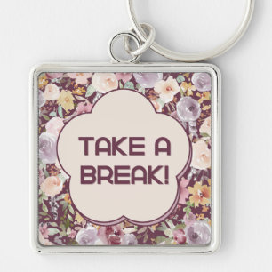 Purple and White Aesthetic Flower  Keychain