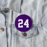 Purple and White Athlete Jersey Number 3 Inch Round Button<br><div class="desc">Cheer on your favourite sports team, football player or just show off your school pride with a custom personalized spirit button! Personalize with a player's jersey number or other custom text. Perfect for football, basketball, baseball and soccer games! Create custom pins for the whole team, cheerleaders, parents and siblings to...</div>