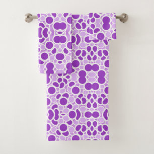 Purple and White Bath Towel Set