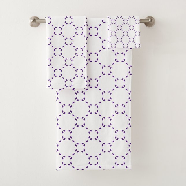 Purple and White Bath Towel Set (Insitu)