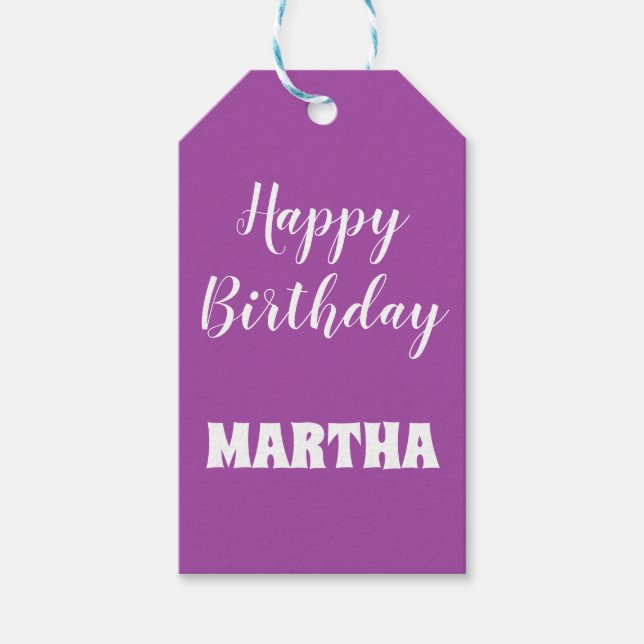 Purple and White Birthday Gift Tags (Front)