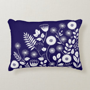 Purple and White Boho Wildflower Accent Pillow