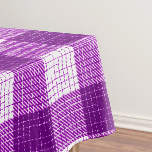 Purple and White Bold Checkered Plaid Design  Tablecloth