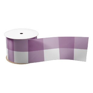 PURPLE AND WHITE BUFFALO CHECK SATIN RIBBON