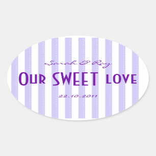 Purple and white Candy stripe love sticker