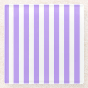 Purple and white candy stripes glass coaster