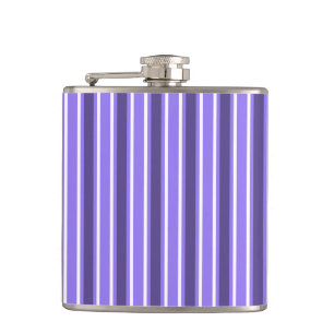 Purple and white candy stripes hip flask