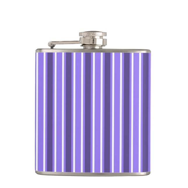 Purple and white candy stripes hip flask (Front)