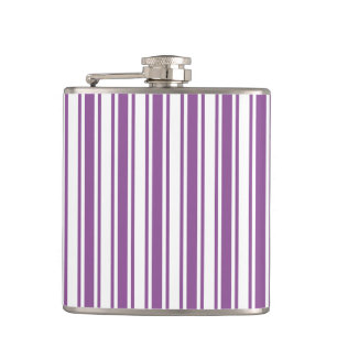 Purple and white candy stripes hip flask