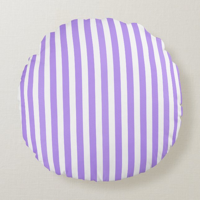 Purple and white candy stripes round pillow (Front)