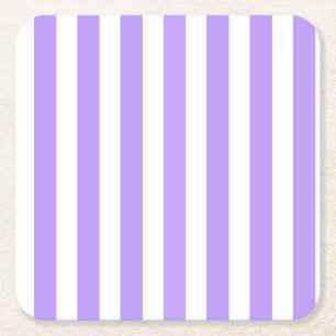 Purple and white candy stripes square paper coaster