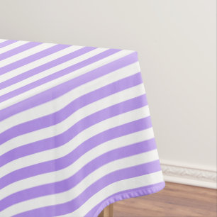 Purple and white candy stripes tablecloth