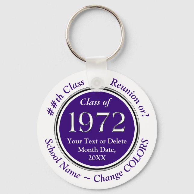 Purple and White, Cheap Class Reunion Favours, Keychain (Front)