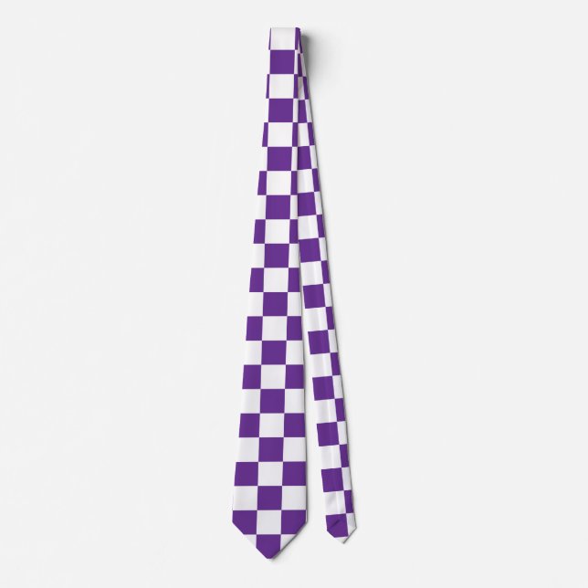 purple and white Chequerboard Pattern Tie (Front)