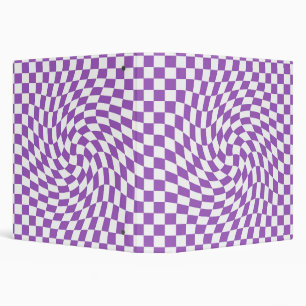 Purple and White Chequered Chequerboard Pattern  Binder