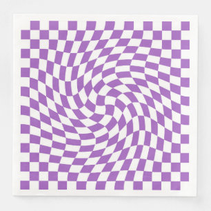 Purple and White Chequered Chequerboard Pattern  Napkin