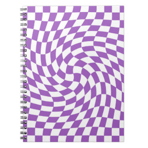 Purple and White Chequered Chequerboard Pattern  Notebook