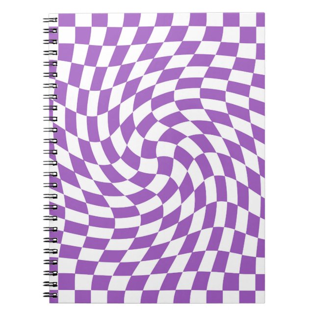 Purple and White Chequered Chequerboard Pattern  Notebook (Front)