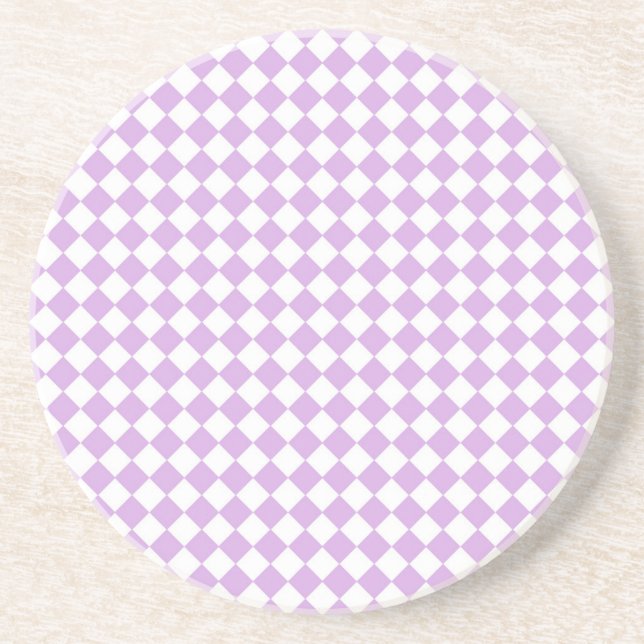 Purple and White Chequered Pattern Coaster (Front)