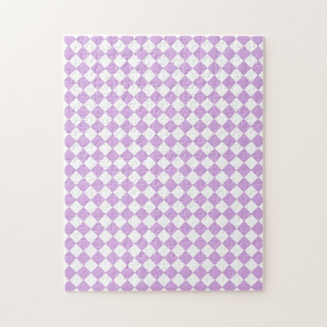 Purple and White Chequered Pattern Jigsaw Puzzle (Vertical)