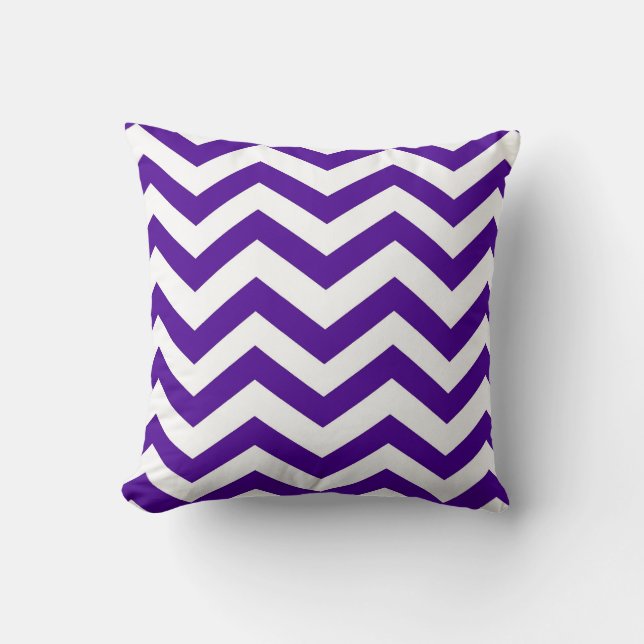 Purple and White Chevron Throw Pillow (Front)