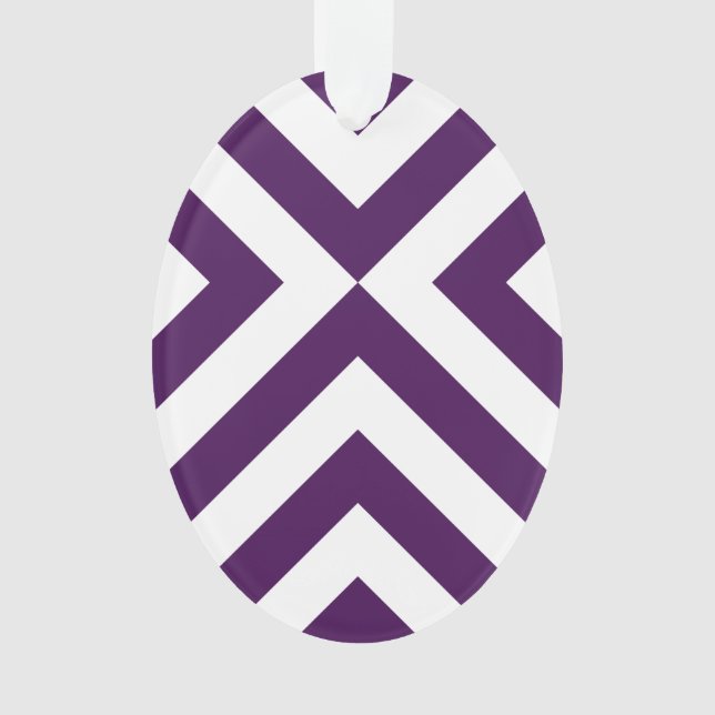 Purple and White Chevrons Ornament (Front)