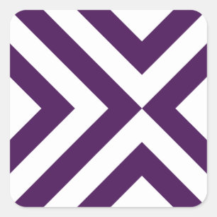 Purple and White Chevrons Square Sticker