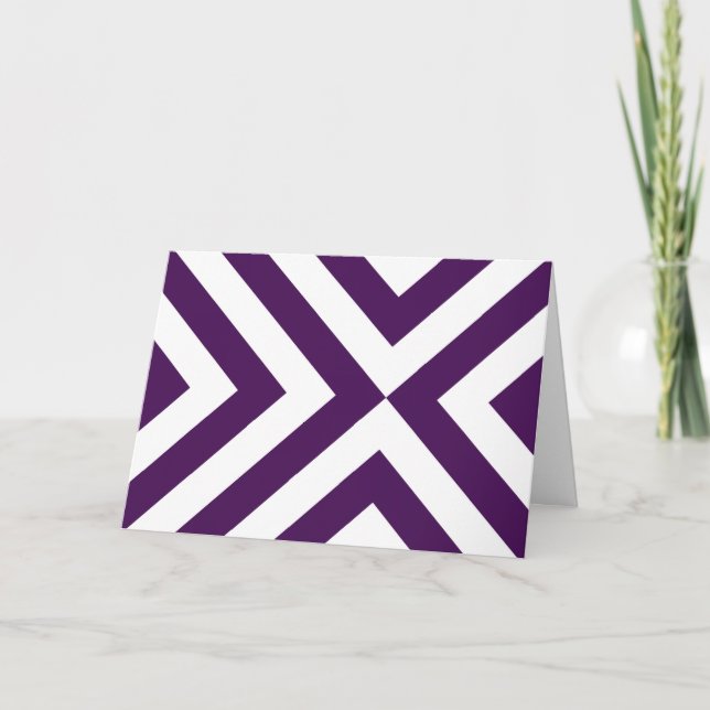 Purple and White Chevrons Thank You Card (Front)