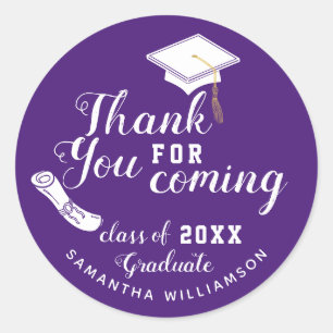 Purple and White Class of 2023 Graduate Thank You Classic Round Sticker