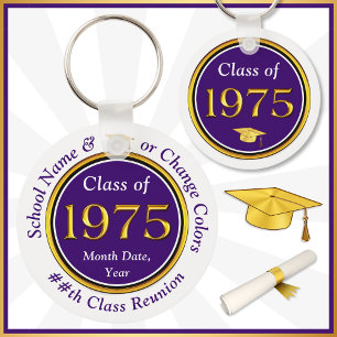 Purple and White, Class of 75 Reunion, Party Favou Keychain