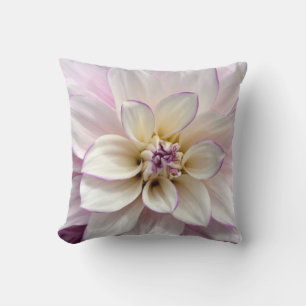 Purple and white dahlia throw pillow