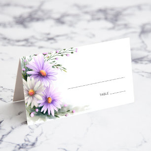 Purple and White Daisies Wedding Place Card