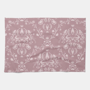 Purple and White Damask Kitchen Towel