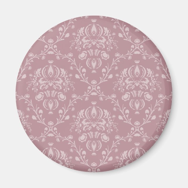 Purple and White Damask Magnet (Front)