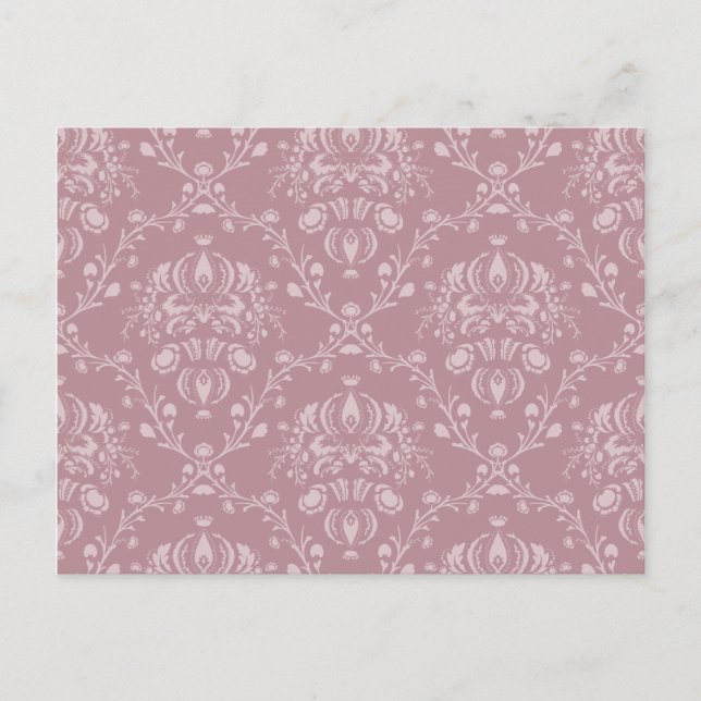 Purple and White Damask Postcard (Front)