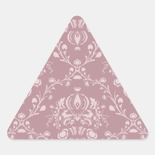 Purple and White Damask Triangle Sticker (Front)