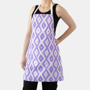 Purple and white diamond pattern apron