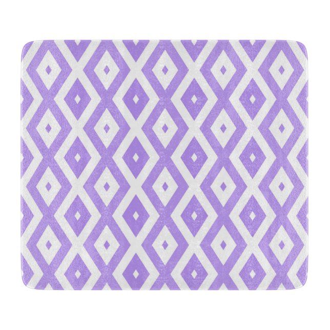 Purple and white diamond pattern cutting board (Front)