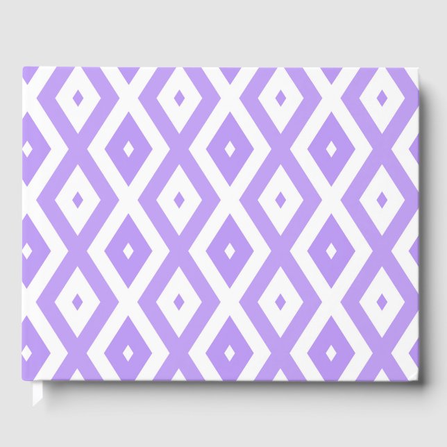 Purple and white diamond pattern guest book (Front)