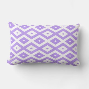 Purple and white diamond pattern lumbar pillow