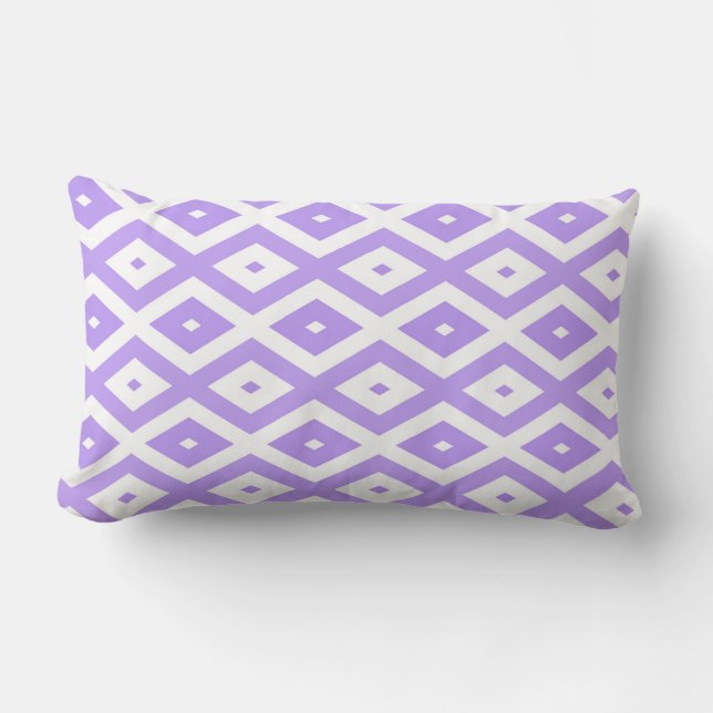 Purple and white diamond pattern lumbar pillow (Front)
