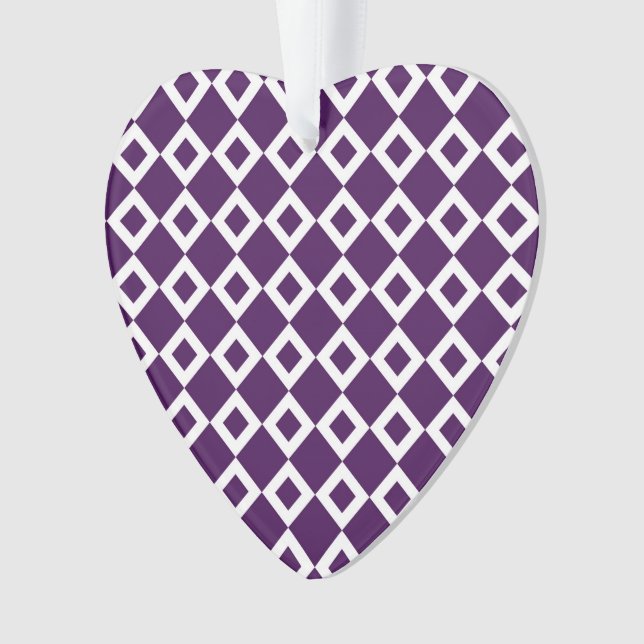Purple and White Diamond Pattern Ornament (Front)