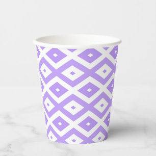 Purple and white diamond pattern paper cups