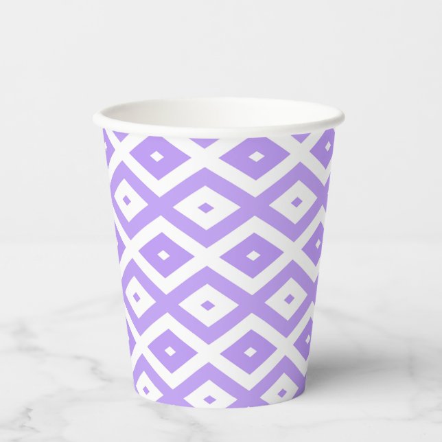 Purple and white diamond pattern paper cups (Front)