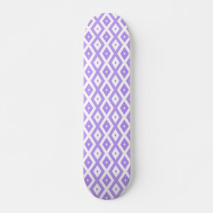 Purple and white diamond pattern skateboard
