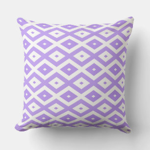 Purple and white diamond pattern throw pillow
