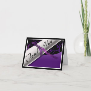 Purple and White Diploma Thank You Card