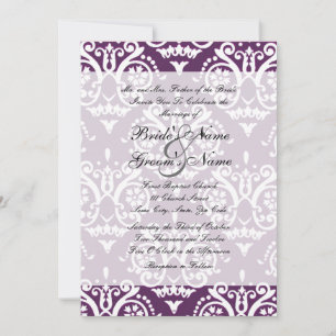 Purple and White English Wedding Invitation