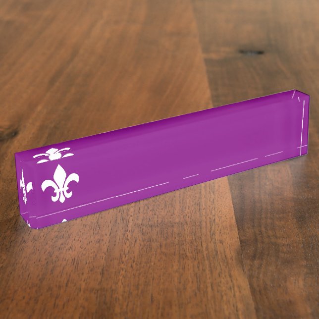 Purple and White Fleur de Lys Nameplate (Side)