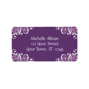 Purple and White Floral Avery Label